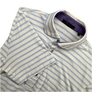 GREYSON Polo Shirt Mens Large Blue White Stripe Short Sleeve Golf‎ Performance